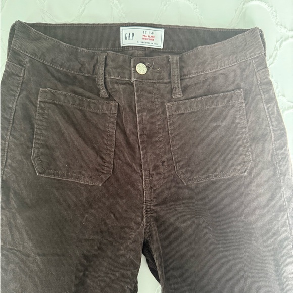 GAP Chocolate Corduroy High Rise Pants, Size 4S - Picture 4 of 9